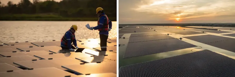 Energigenerering från solpaneler på vatten