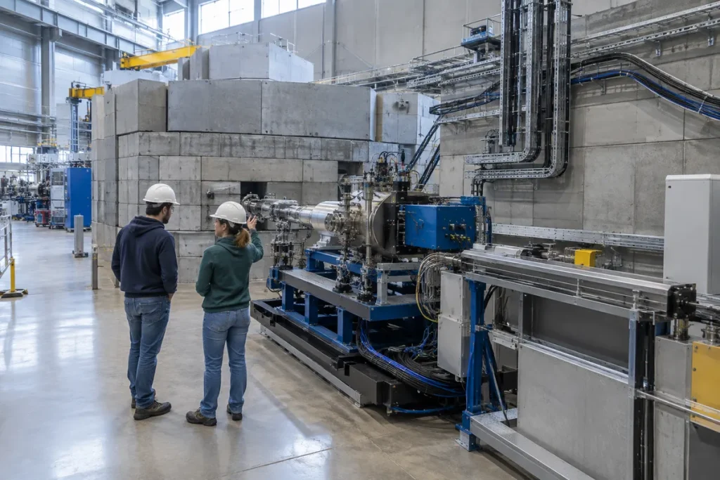 Forskningshall med instrument för neutronforskning